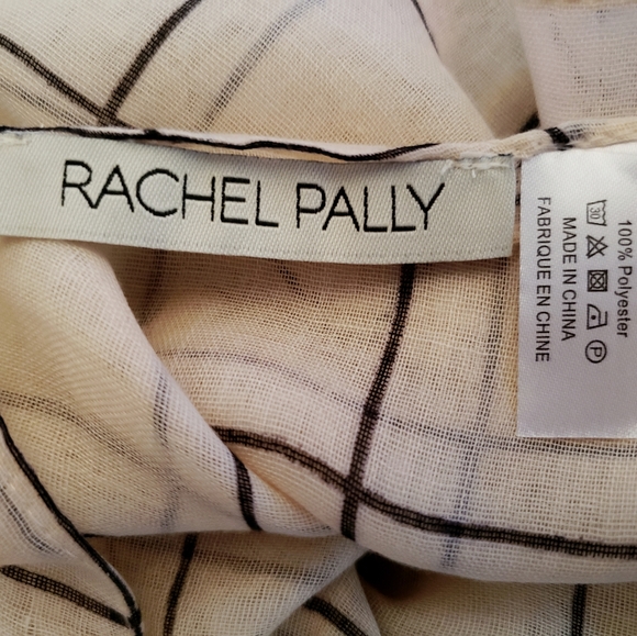 *NEW* Rachel Pally Cream and Black Grid Scarf - Picture 7 of 8